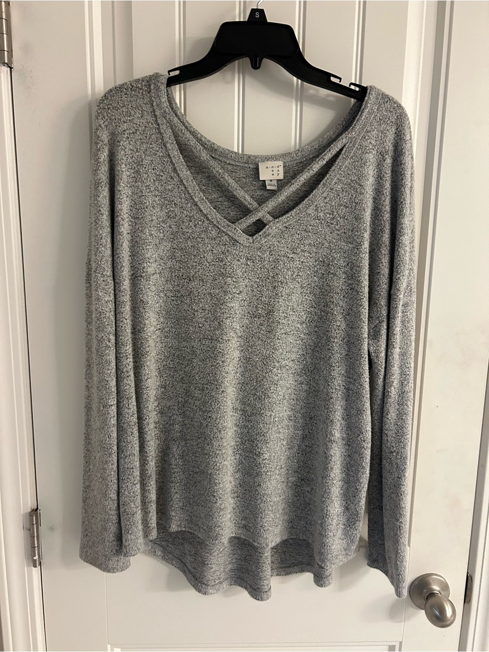 Brushed Knit Cross Neck Sweater Top Medium - A New Day